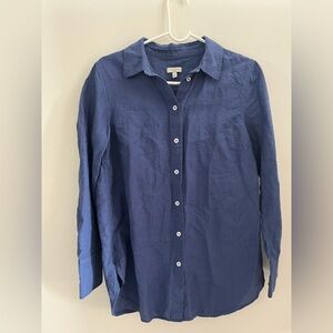 Talbots Boyfriend Blue Linen Blend Women’s Shirt Size Medium